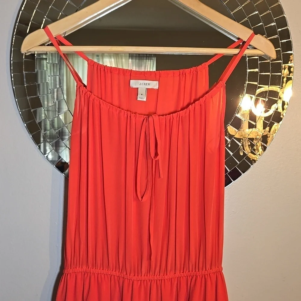 J. Crew Washable Silk Sleeveless A-Line Lined Chiffon Coral Maxi Dress NWOT